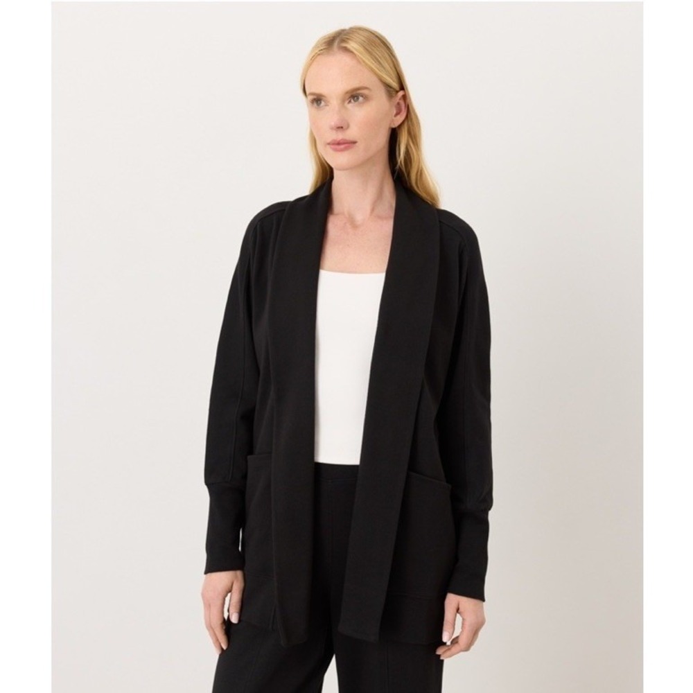 Pact 100% Organic Cotton Airplane Wrap Cardigan Black XL/XXL Travel Packable - Picture 2 of 12